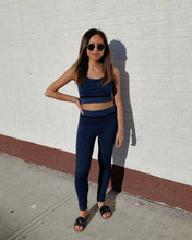 Load image into Gallery viewer, Navy Leopard Crop Top
